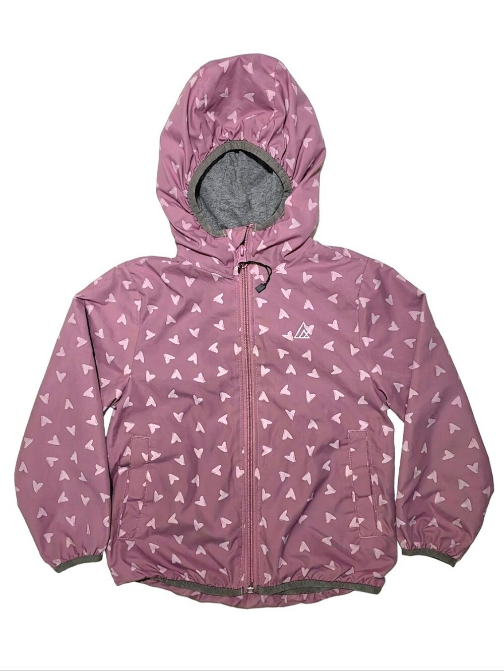 Ripzone Toddlers Girls Pink Heart Print Hooded Kids Rain Jacket US4T